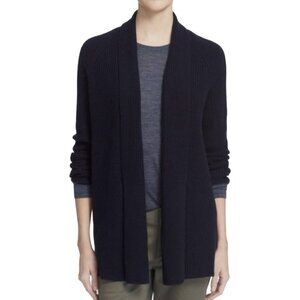 Vince Ribbed Wool Cashmere Open-Front Navy Cardigan Sweater